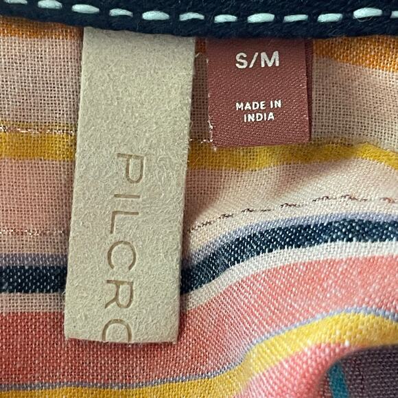 ANTHRO Pilcro Long Sleeve Striped Boyfriend Oversized Shirt S/M Casual Work Fall - Picture 10 of 12